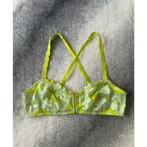 Savage X Fenty Perfect Poppies Lace Green Cross Back Unpadded Bralette XL